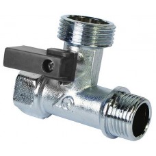 Кран шаровой трехходовой для стиральной машины 1/2"х3/4"х1/2"